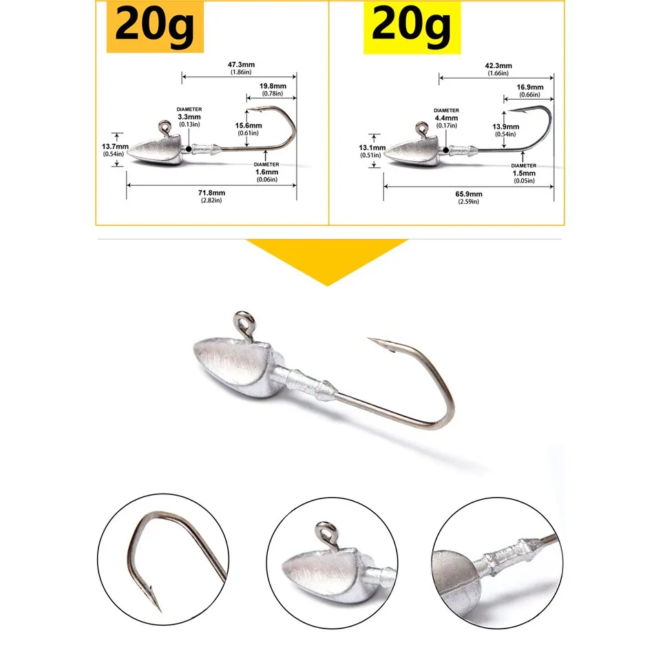 Triangle Head jig Hooks 3.5g 5g 7g 10g 14g 20g fishing hook soft plastic jig Lure Hook Jig Head Fishing Tackle Hooks