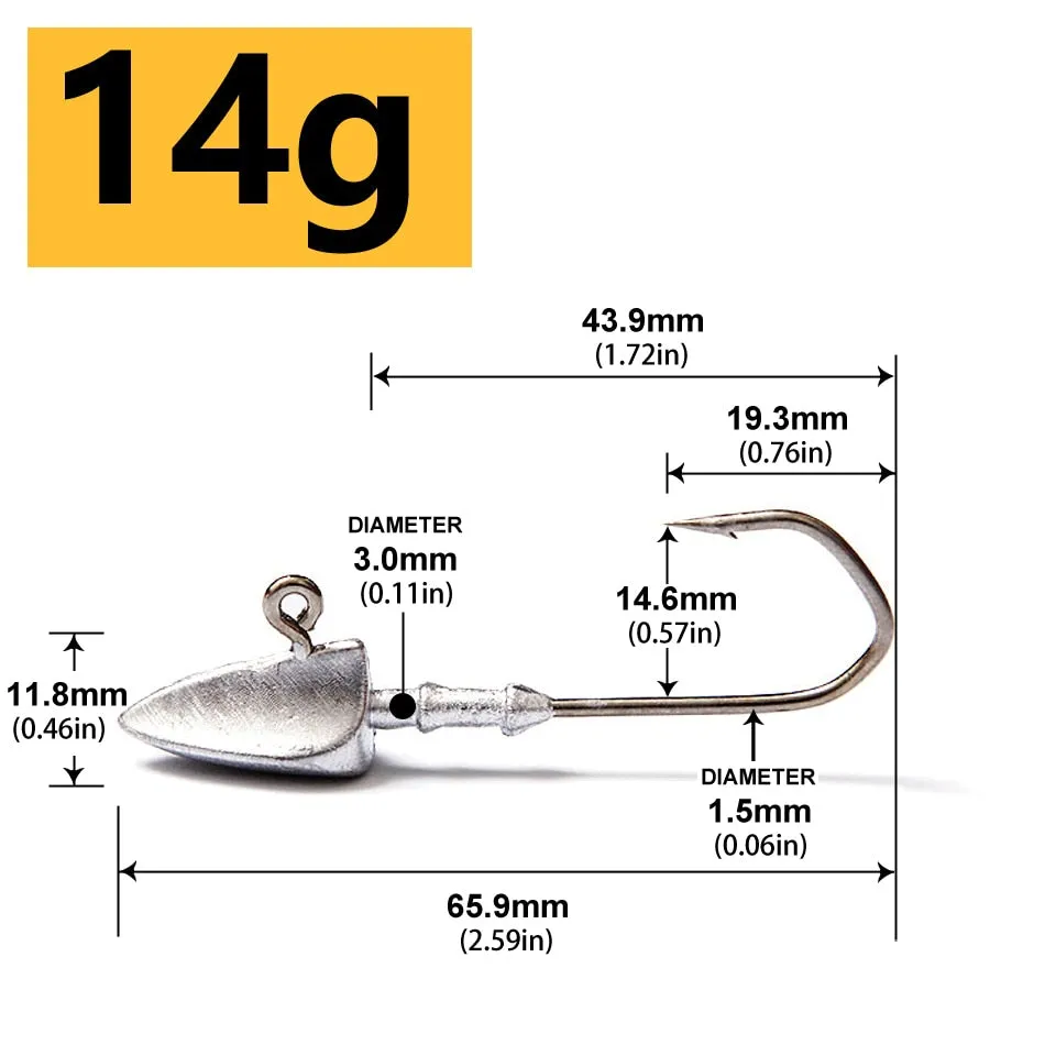 Triangle Head jig Hooks 3.5g 5g 7g 10g 14g 20g fishing hook soft plastic jig Lure Hook Jig Head Fishing Tackle Hooks
