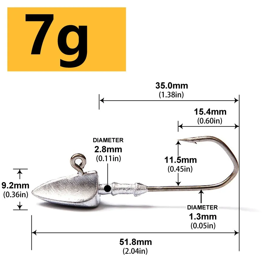 Triangle Head jig Hooks 3.5g 5g 7g 10g 14g 20g fishing hook soft plastic jig Lure Hook Jig Head Fishing Tackle Hooks