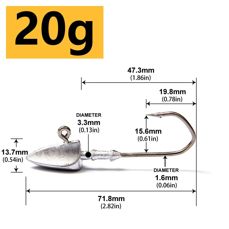 Triangle Head jig Hooks 3.5g 5g 7g 10g 14g 20g fishing hook soft plastic jig Lure Hook Jig Head Fishing Tackle Hooks