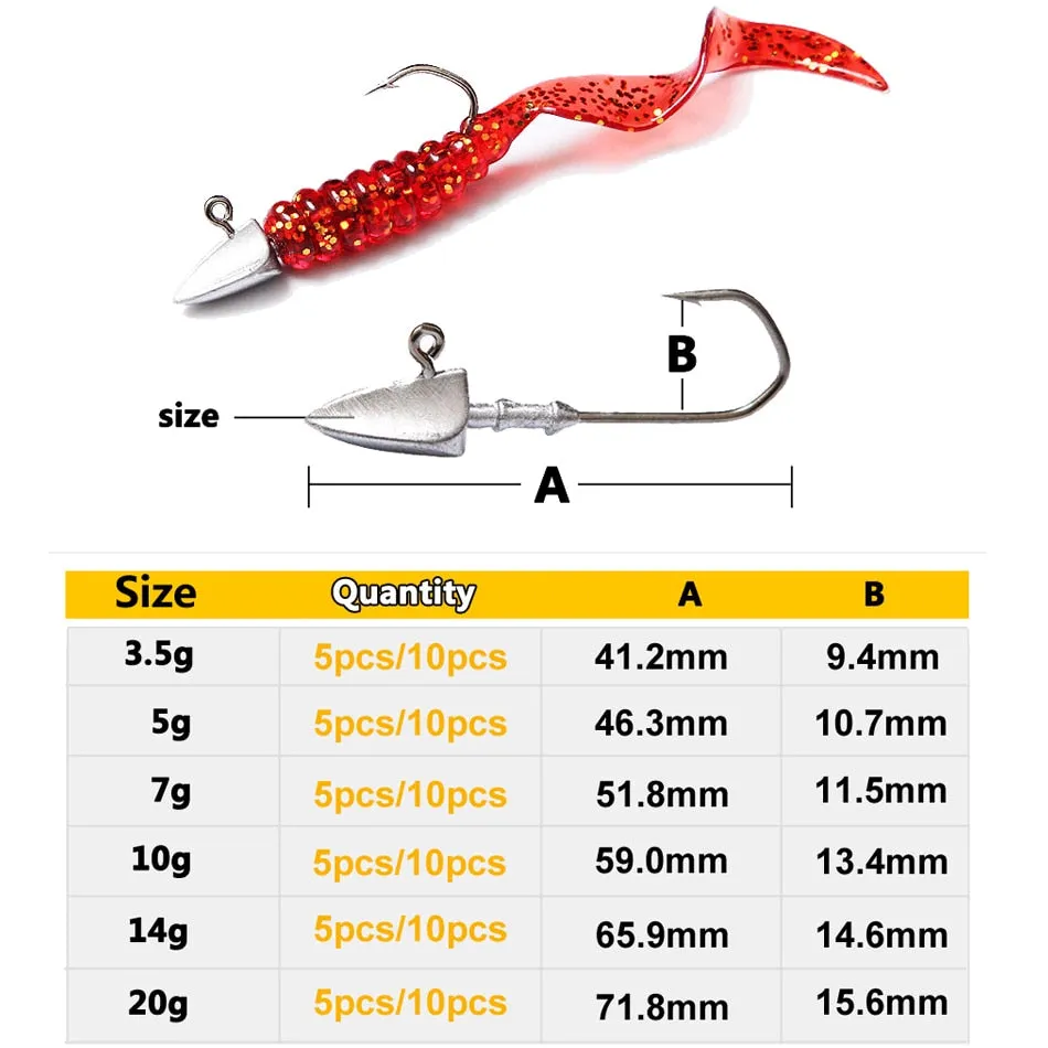 Triangle Head jig Hooks 3.5g 5g 7g 10g 14g 20g fishing hook soft plastic jig Lure Hook Jig Head Fishing Tackle Hooks