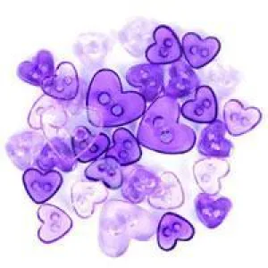 Trimits Mini CraftTransparent Heart Buttons - Purple Shades