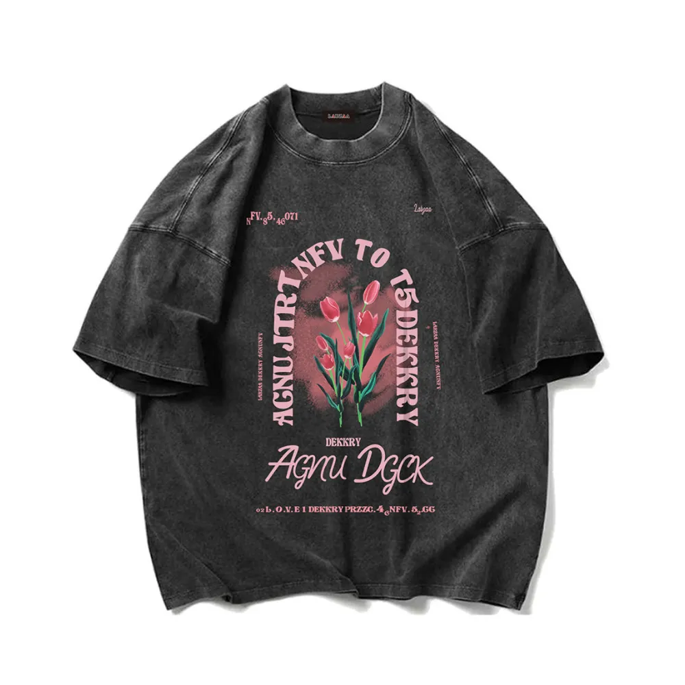 Tulip Graphic Distressed Cotton T-shirt