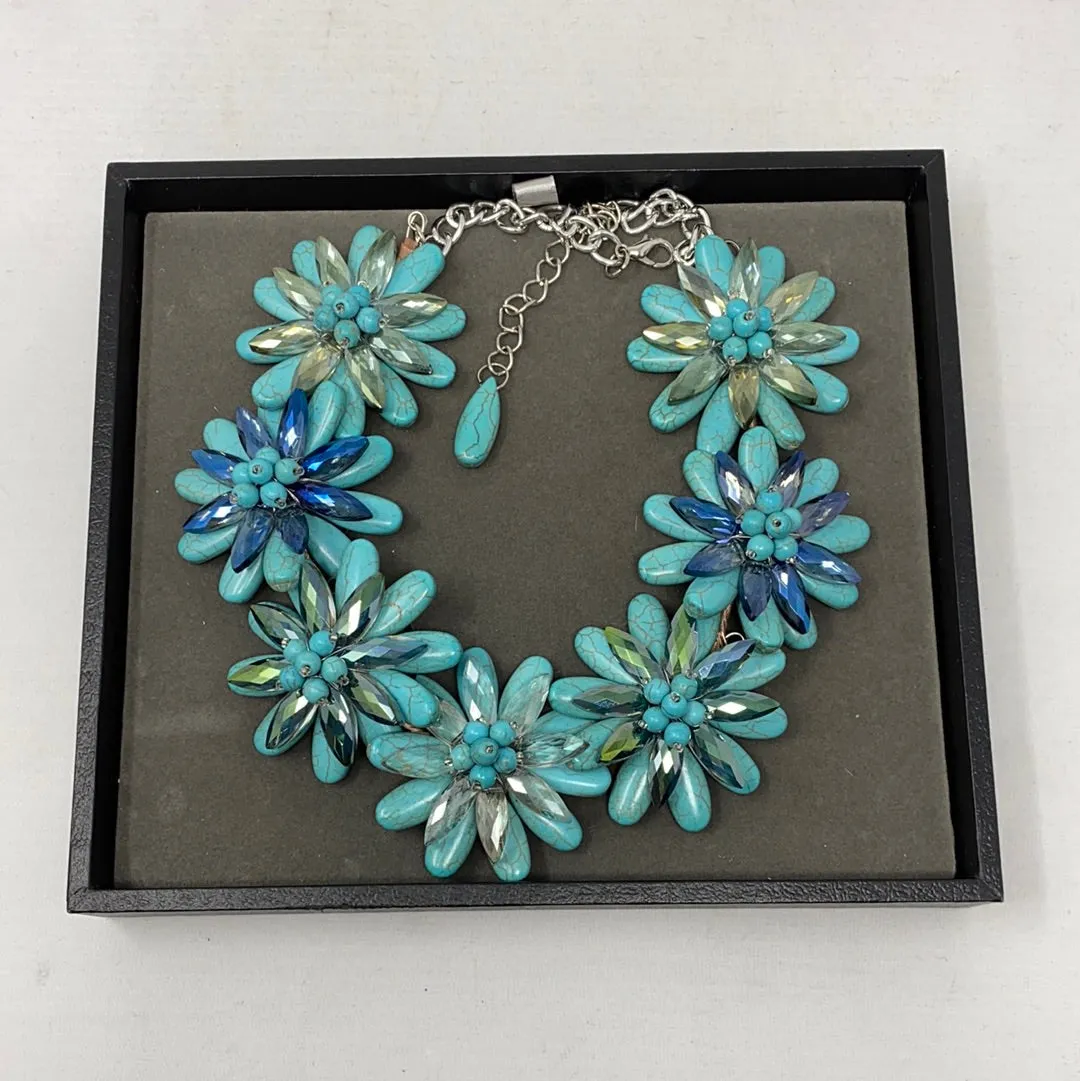 Turquiose Flower Statement Necklace