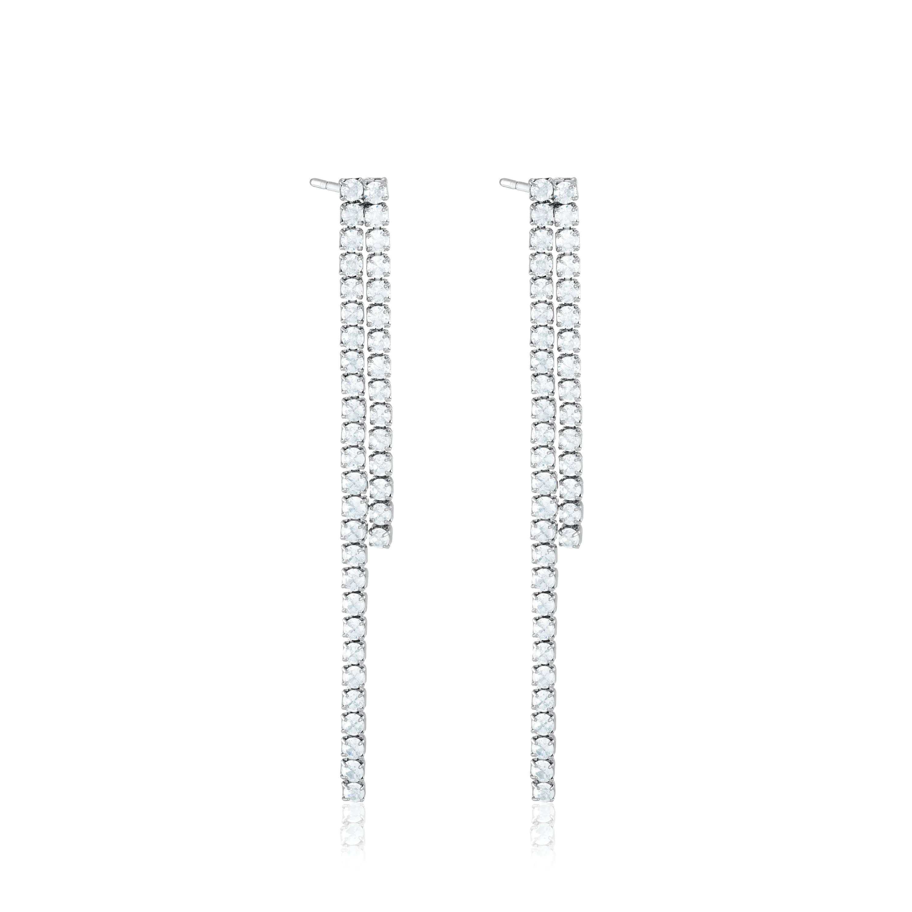 Two Line Tennis Drop Earrings