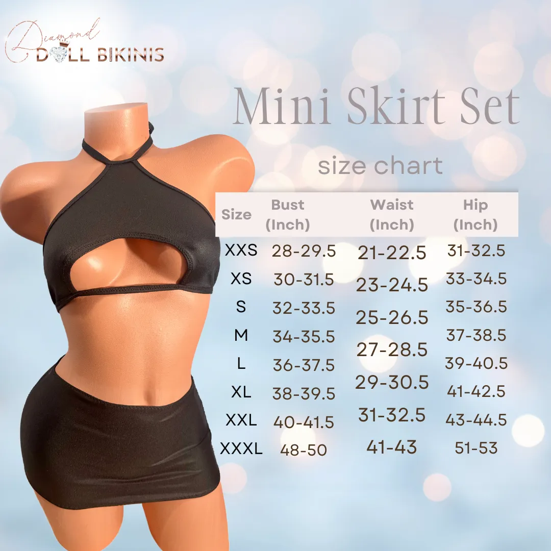 Two piece Halter Mini skirt set Ocean Blue