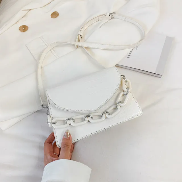 Two Sizes Acrylic Chain MINI PU Leather Crossbody Bags For Women 2020 Summer  Shoulder Handbags Female Travel Cross Body Bag