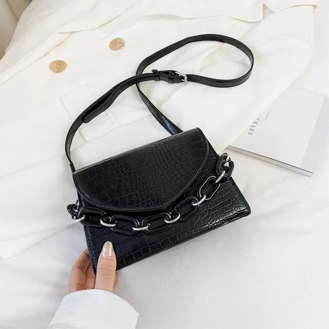 Two Sizes Acrylic Chain MINI PU Leather Crossbody Bags For Women 2020 Summer  Shoulder Handbags Female Travel Cross Body Bag