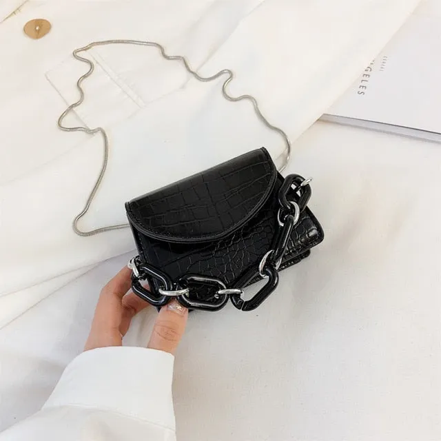 Two Sizes Acrylic Chain MINI PU Leather Crossbody Bags For Women 2020 Summer  Shoulder Handbags Female Travel Cross Body Bag