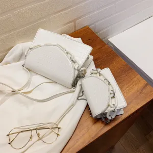 Two Sizes Acrylic Chain MINI PU Leather Crossbody Bags For Women 2020 Summer  Shoulder Handbags Female Travel Cross Body Bag