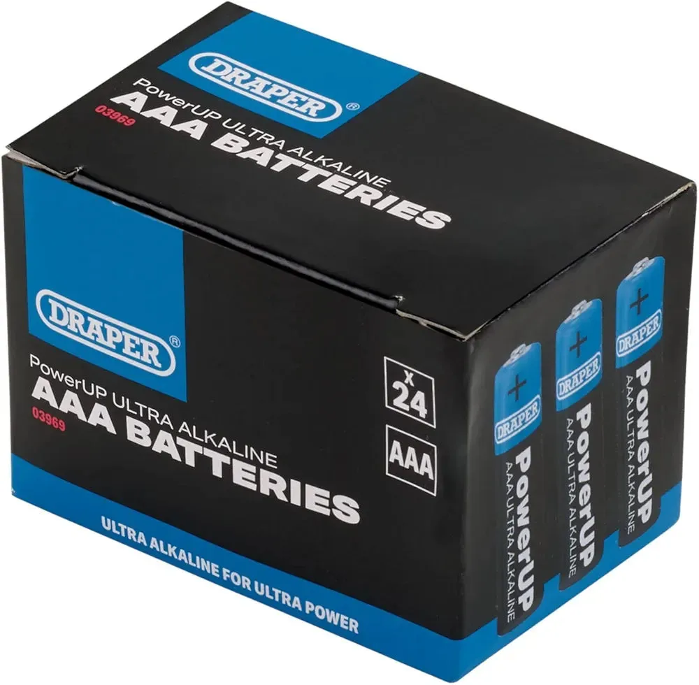 Ultra Alkaline AAA Batteries Draper 03969 PowerUP (24 PK)