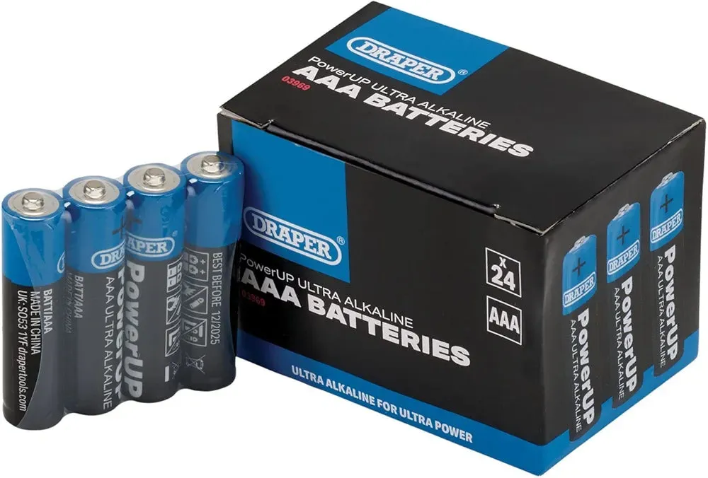Ultra Alkaline AAA Batteries Draper 03969 PowerUP (24 PK)