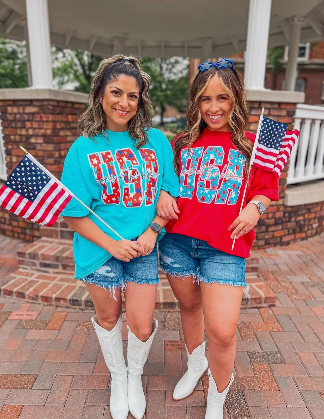 USA Home of the Brave Tee: Red