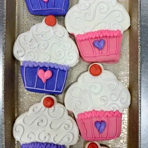 Valentine Cupcake Decorated Cookies