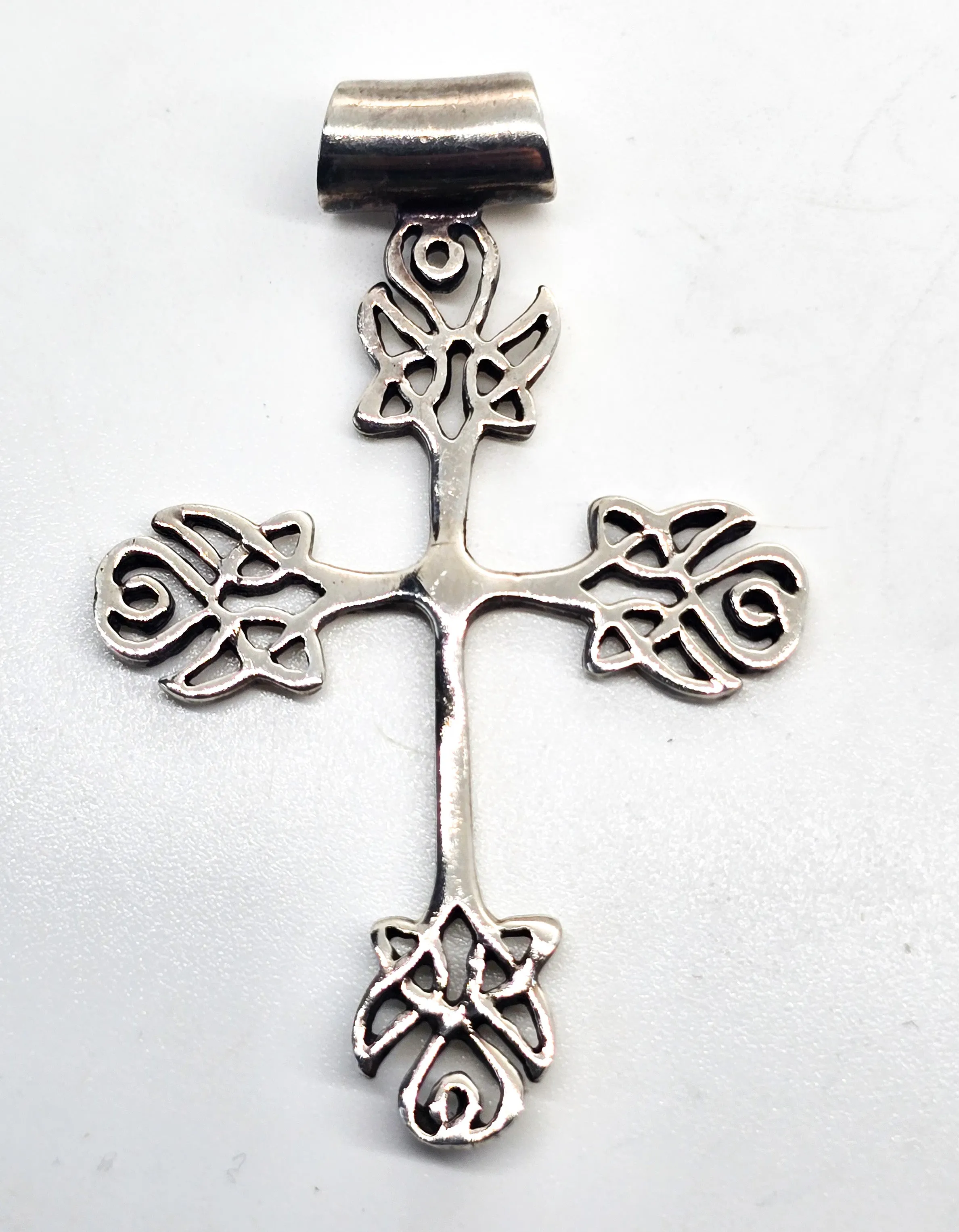 Viking Celtic knot sterling silver decorated cross slide pendant