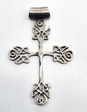 Viking Celtic knot sterling silver decorated cross slide pendant