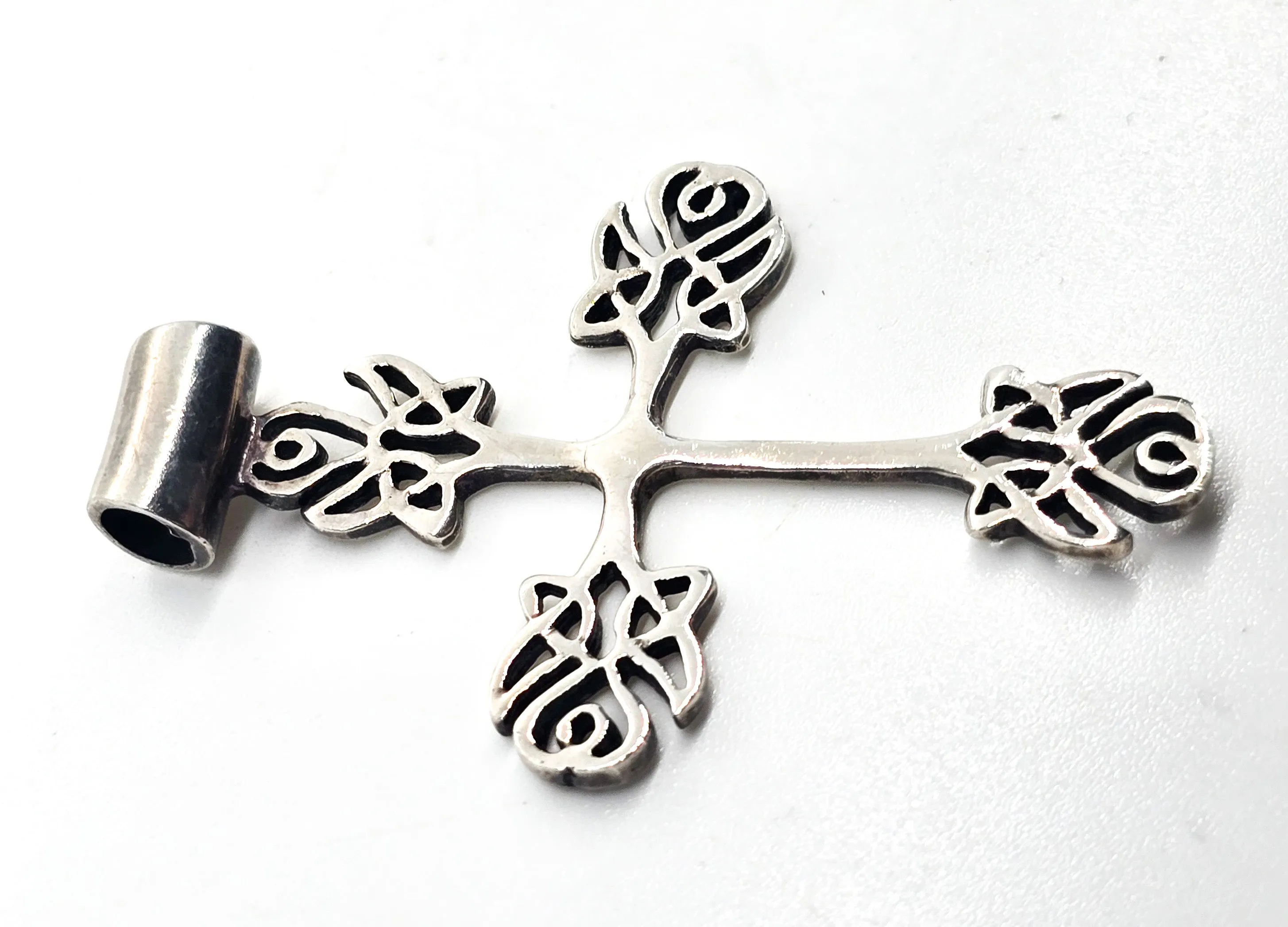 Viking Celtic knot sterling silver decorated cross slide pendant