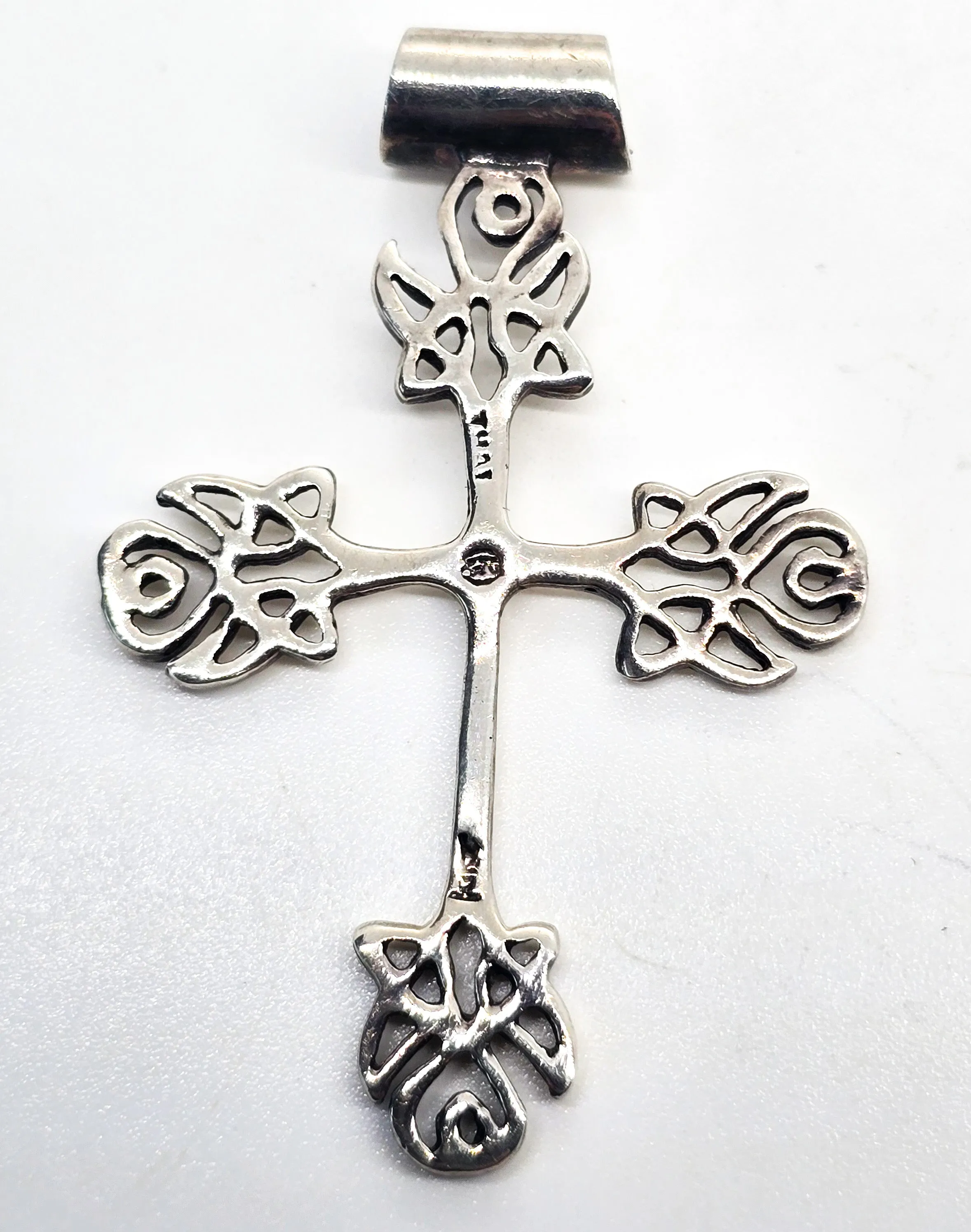 Viking Celtic knot sterling silver decorated cross slide pendant