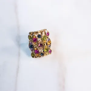 Vintage Colorful Rhinestone Statement Ring