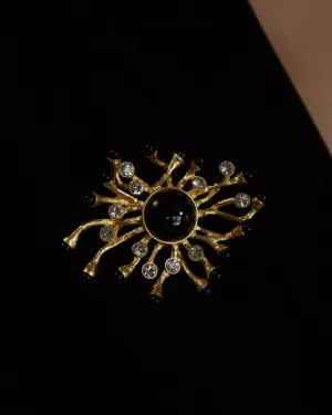 Vintage LB Abstract Black Cab Brooch