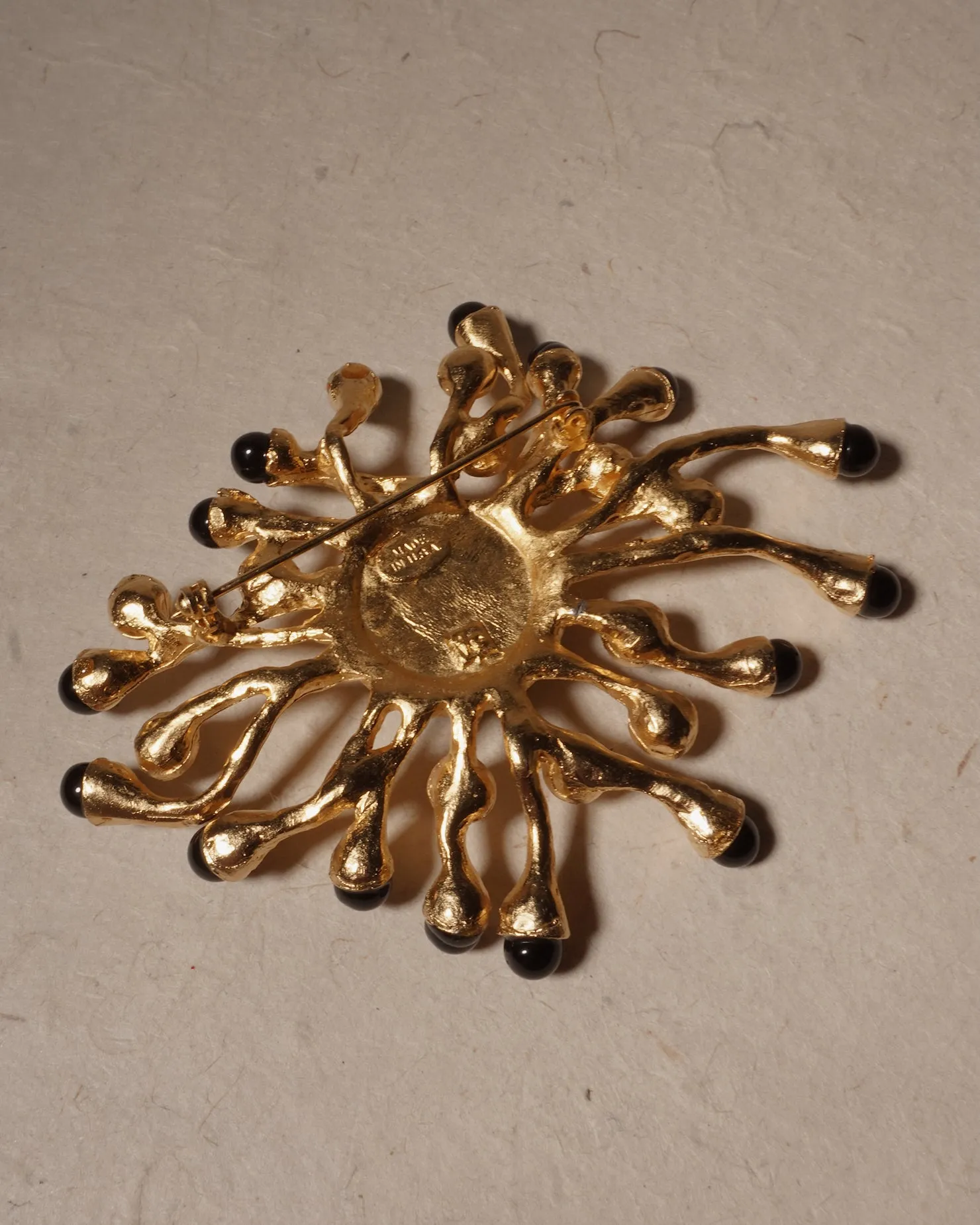 Vintage LB Abstract Black Cab Brooch