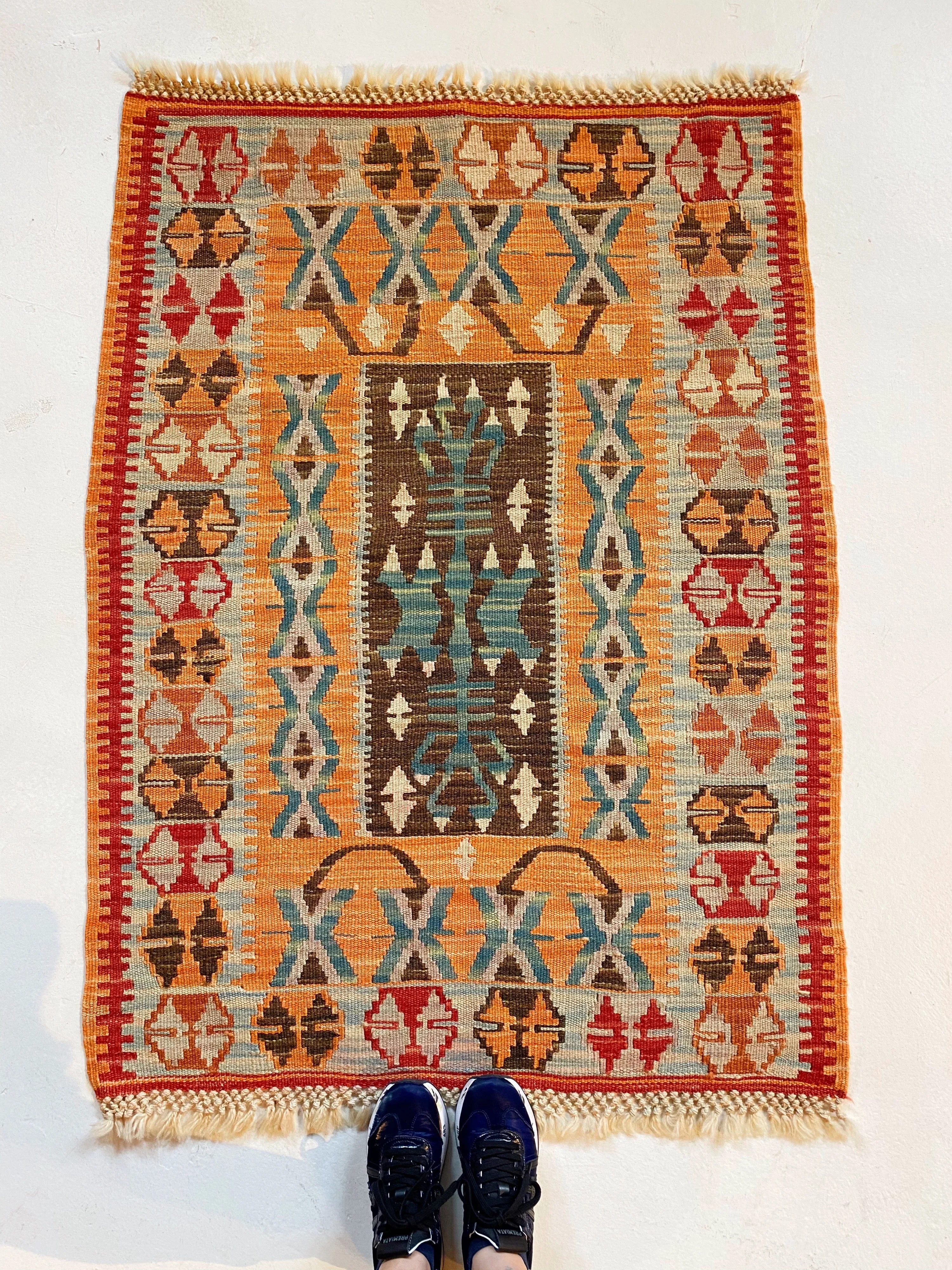 Vintage Mini Turkish Kilim Rug 3'3"x5'