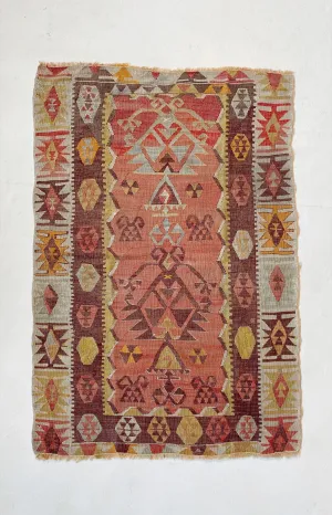 Vintage Mini Turkish Kilim Rug 3'x4'9"