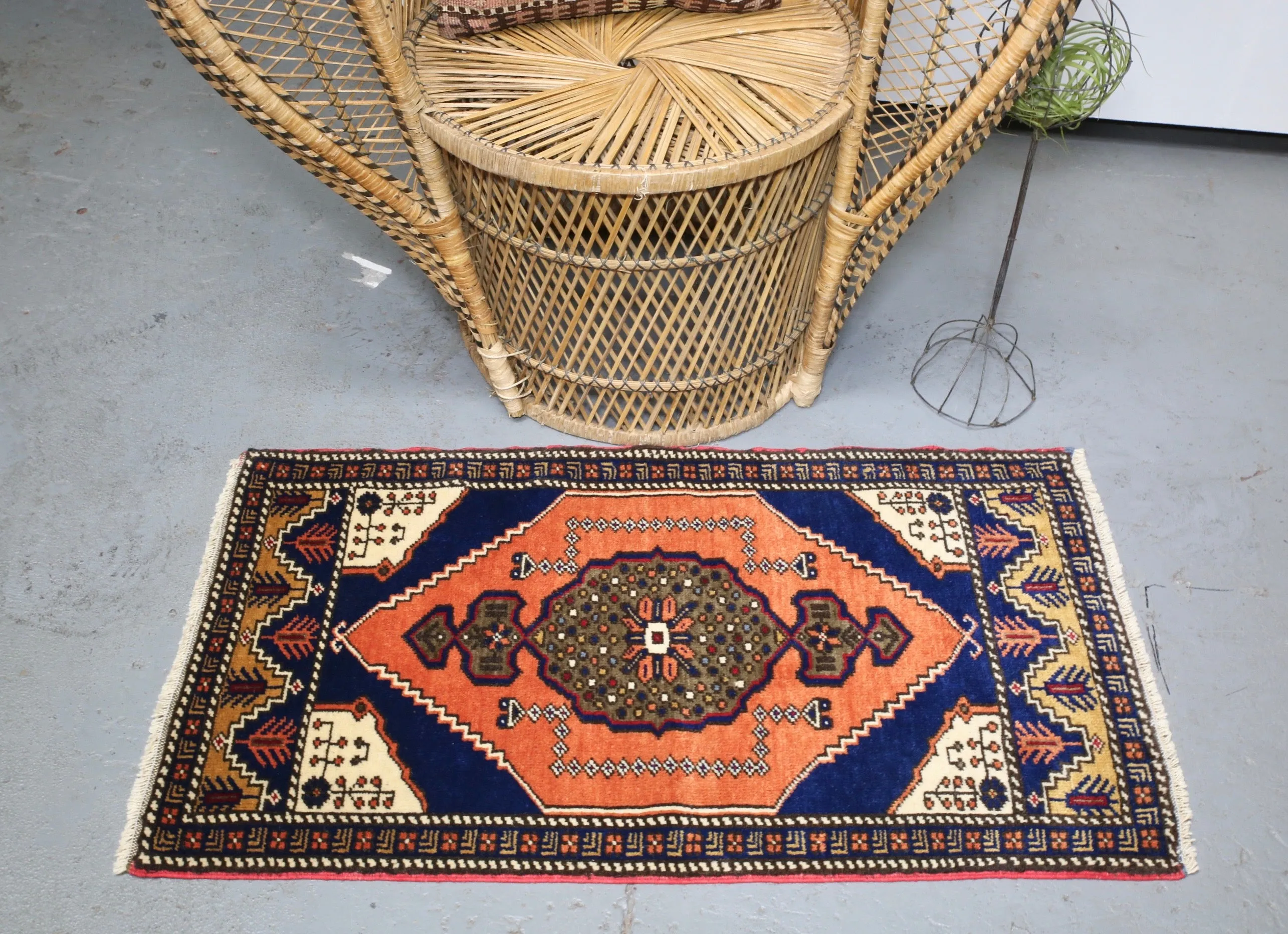 Vintage Mini Turkish Rug 22inx41in
