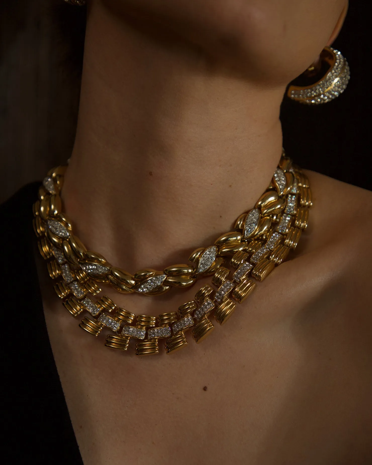 Vintage Pavé Articulated Statement Necklace