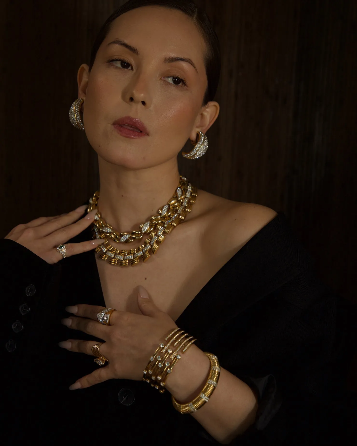 Vintage Pavé Articulated Statement Necklace