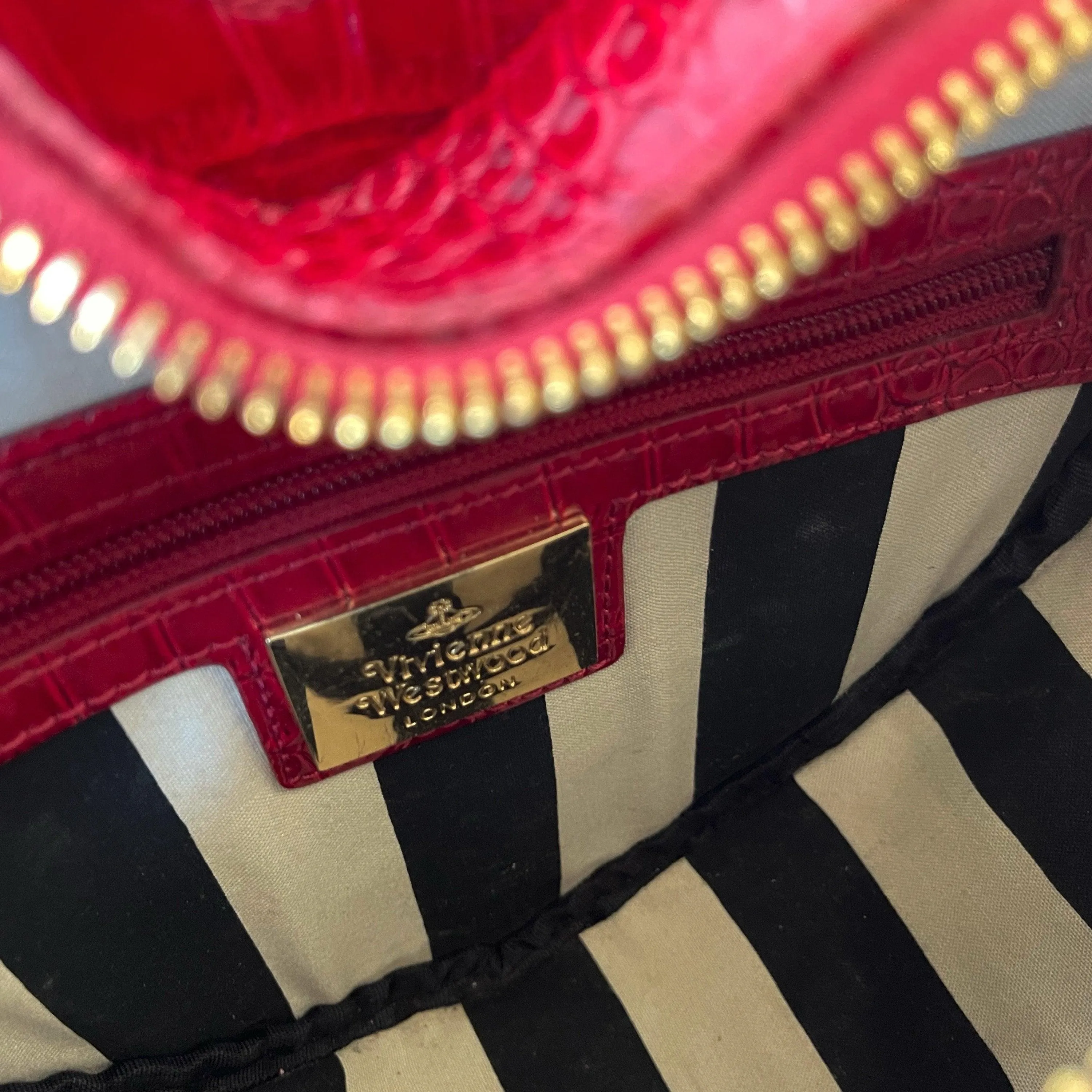 Vivienne Westwood Red Croc Embossed Heart Bag