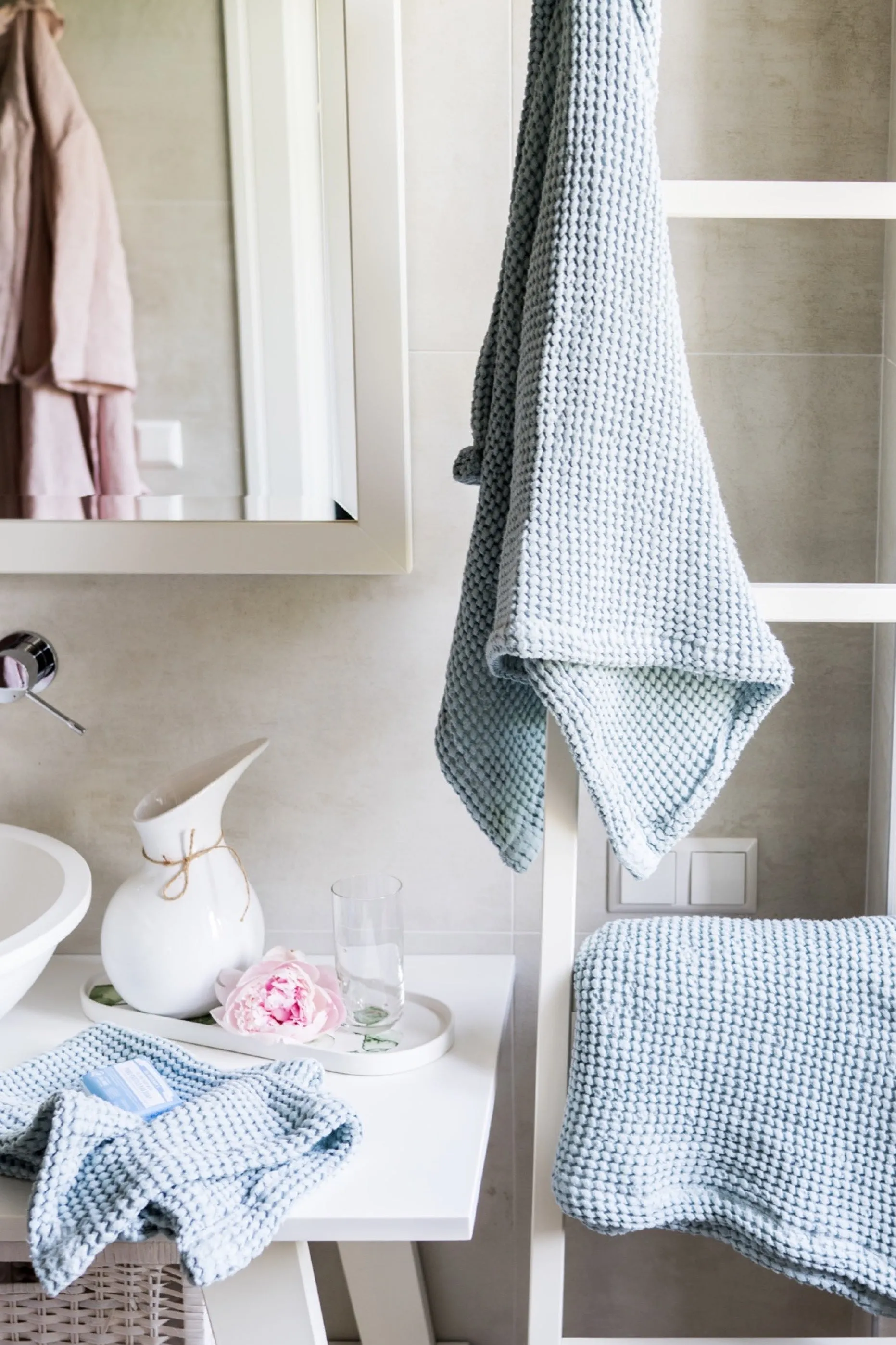 Waffle bath towels