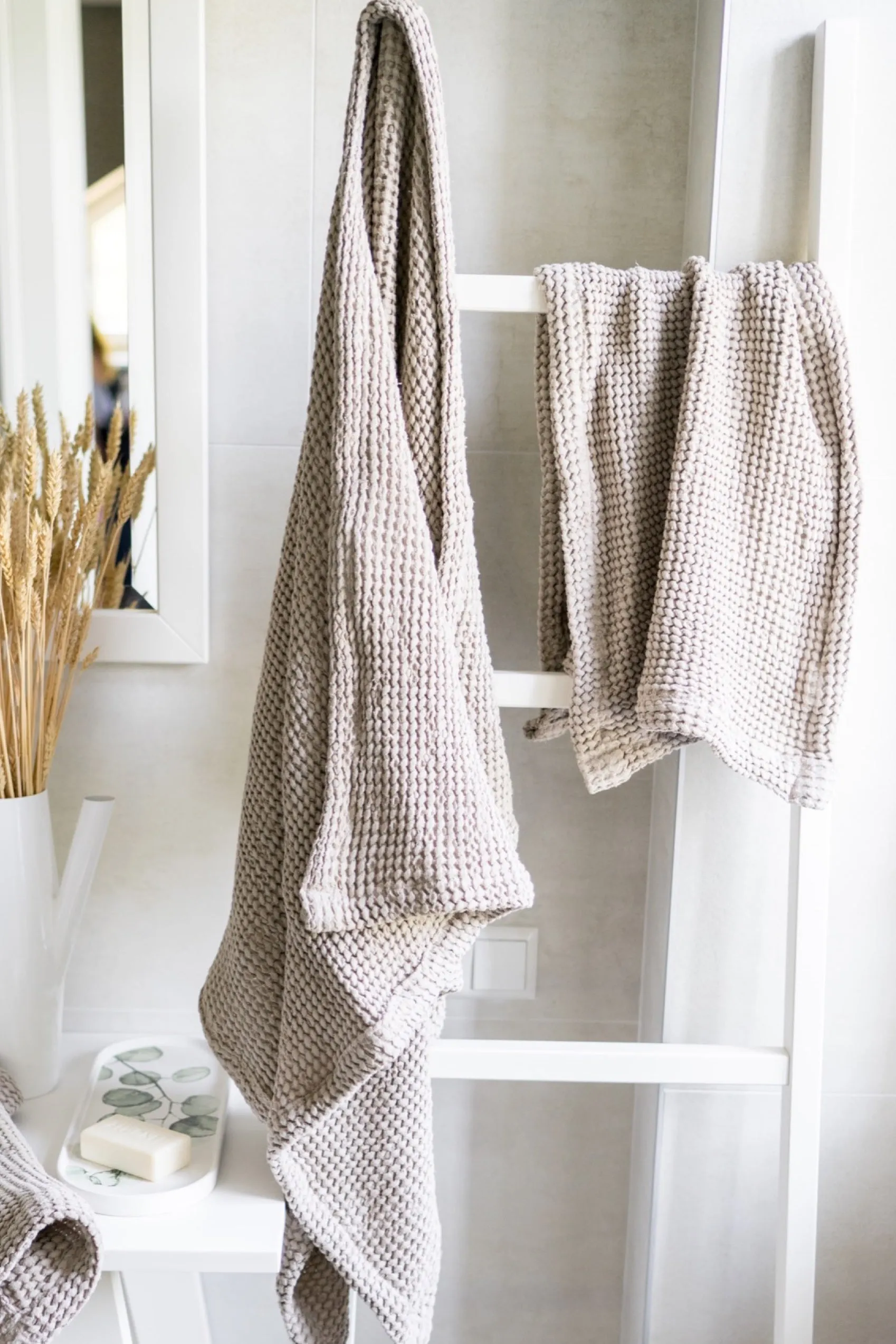 Waffle bath towels