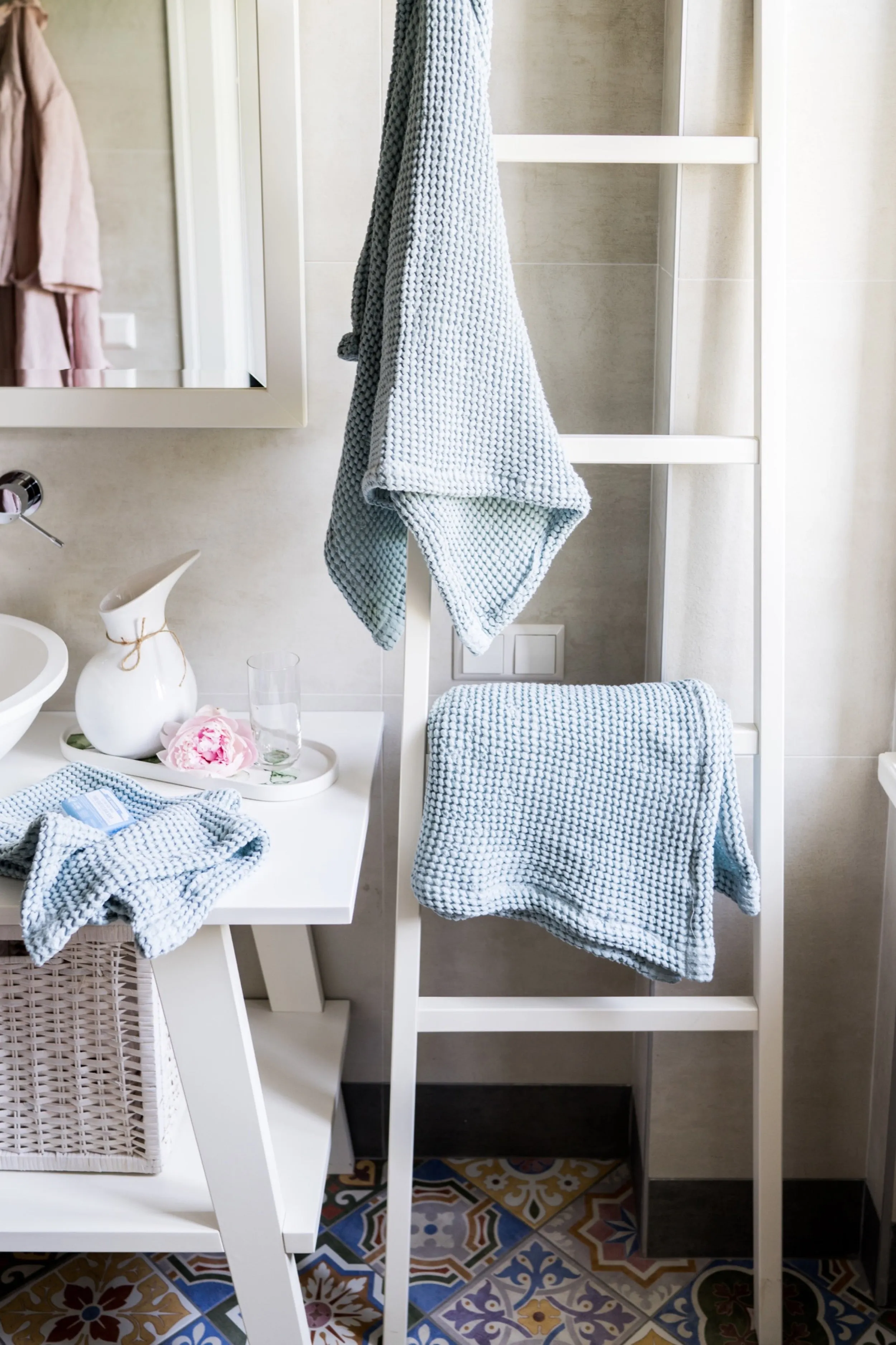 Waffle bath towels