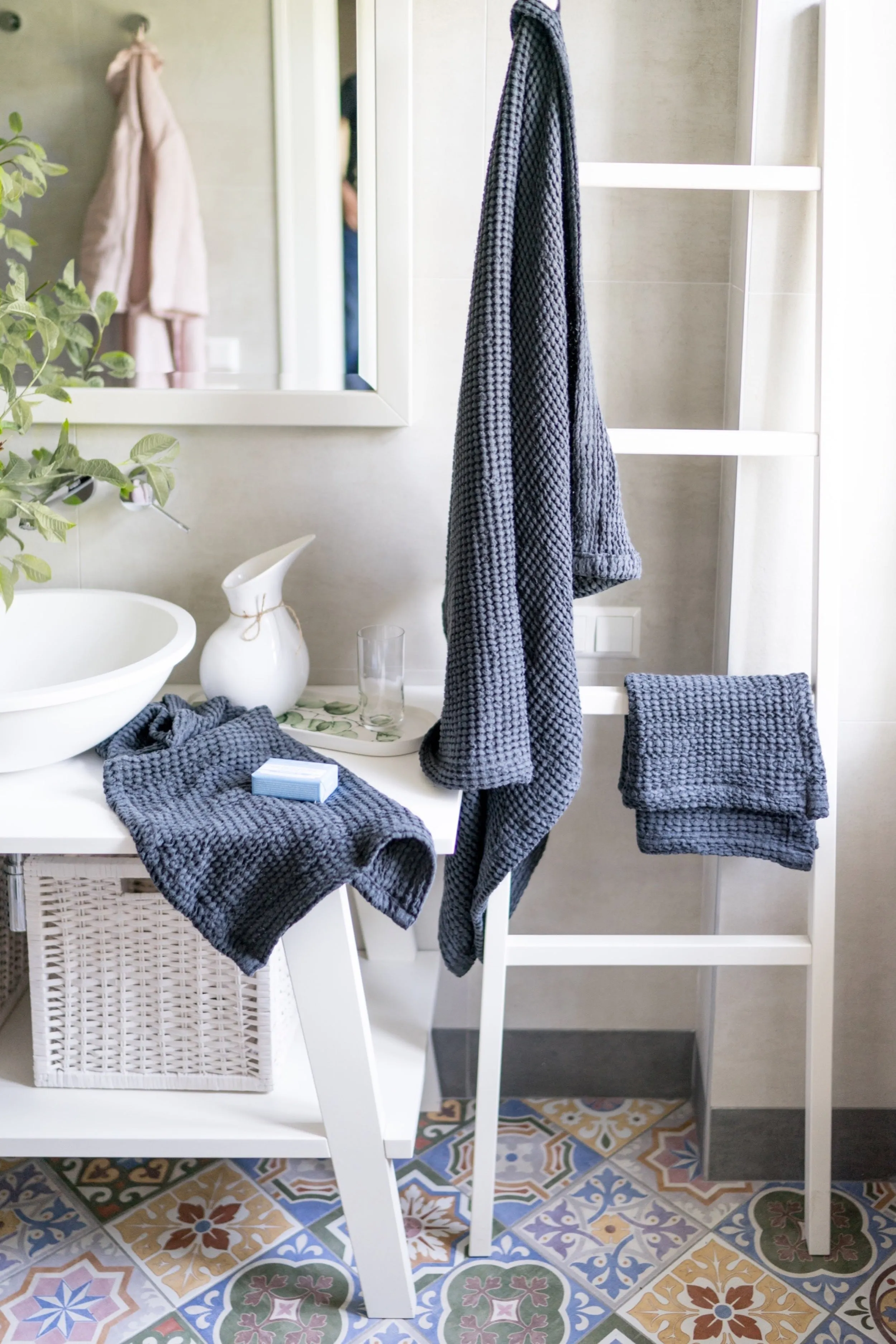 Waffle bath towels
