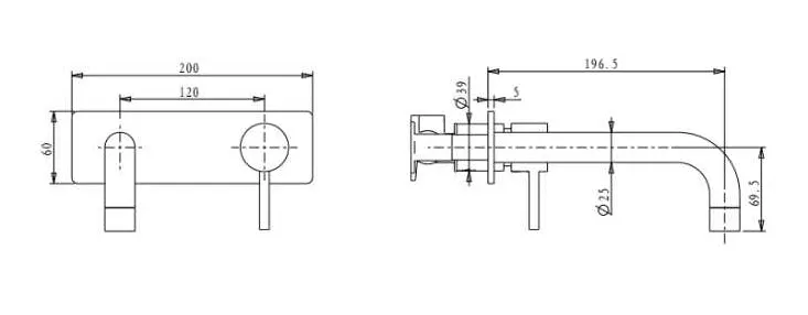 Wall Spout & Mixer - Matte Black - CLAS12