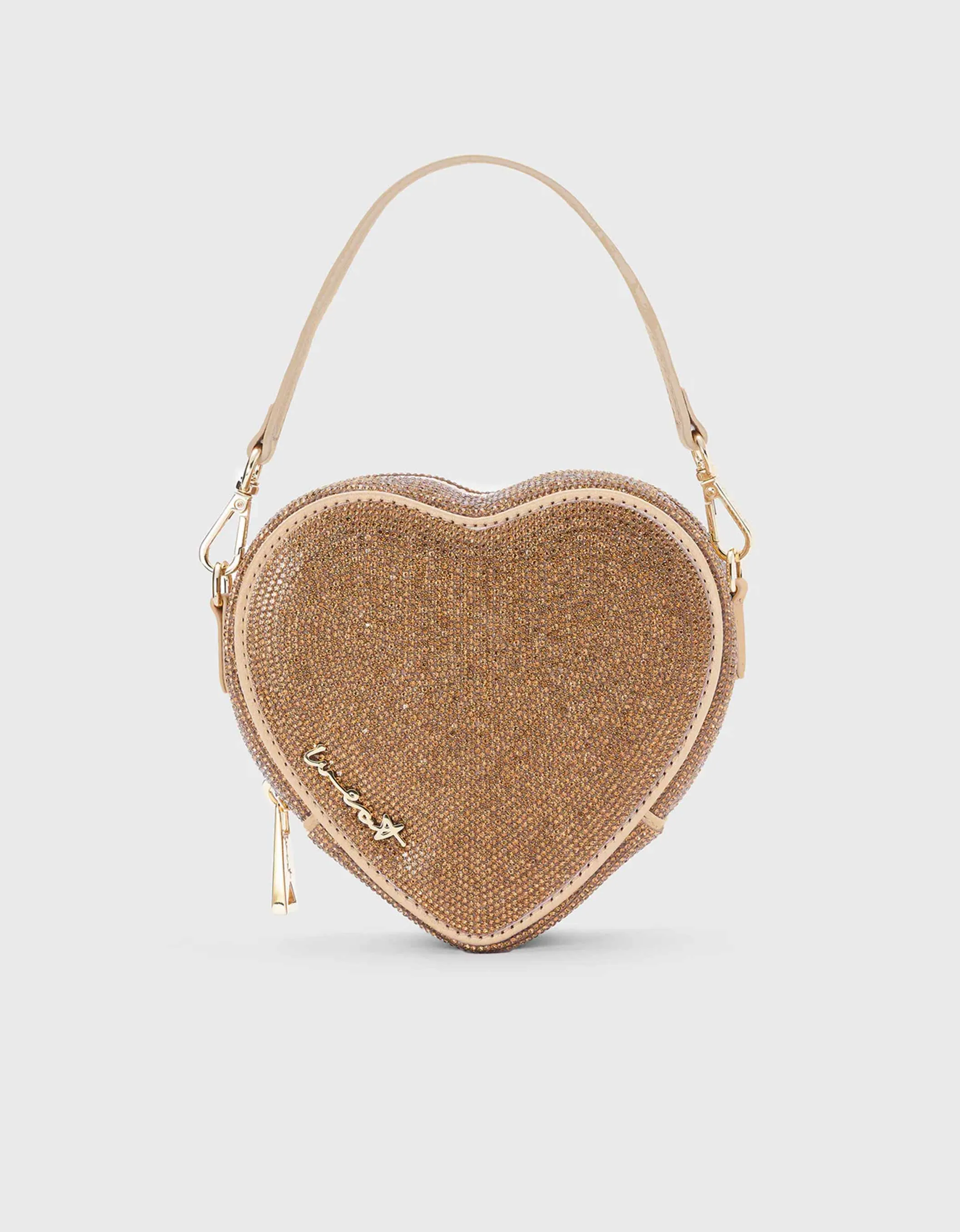 WEAT - HEART BAG CRYSTAL GLITZERSTEINE GOLD BRAUN