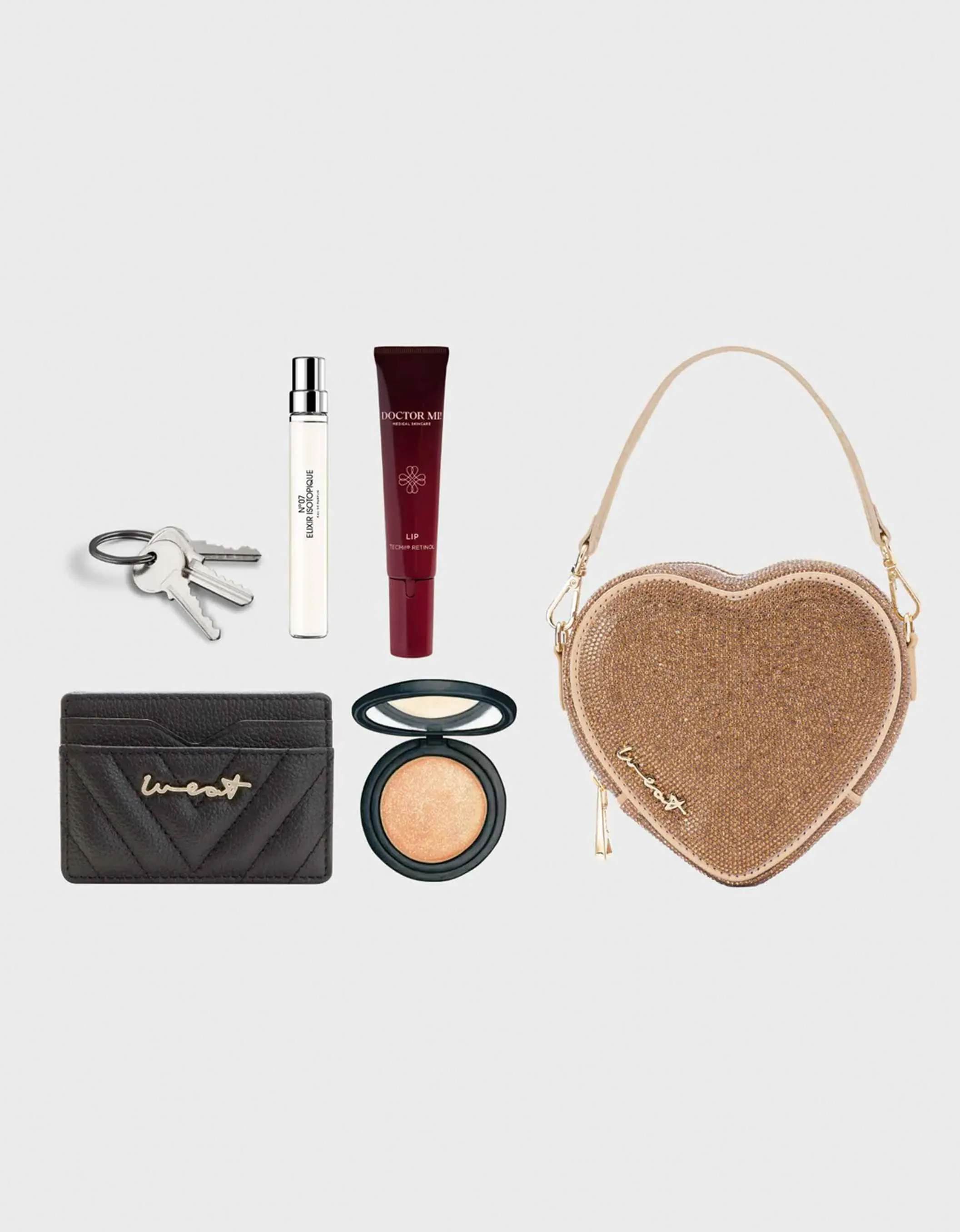 WEAT - HEART BAG CRYSTAL GLITZERSTEINE GOLD BRAUN