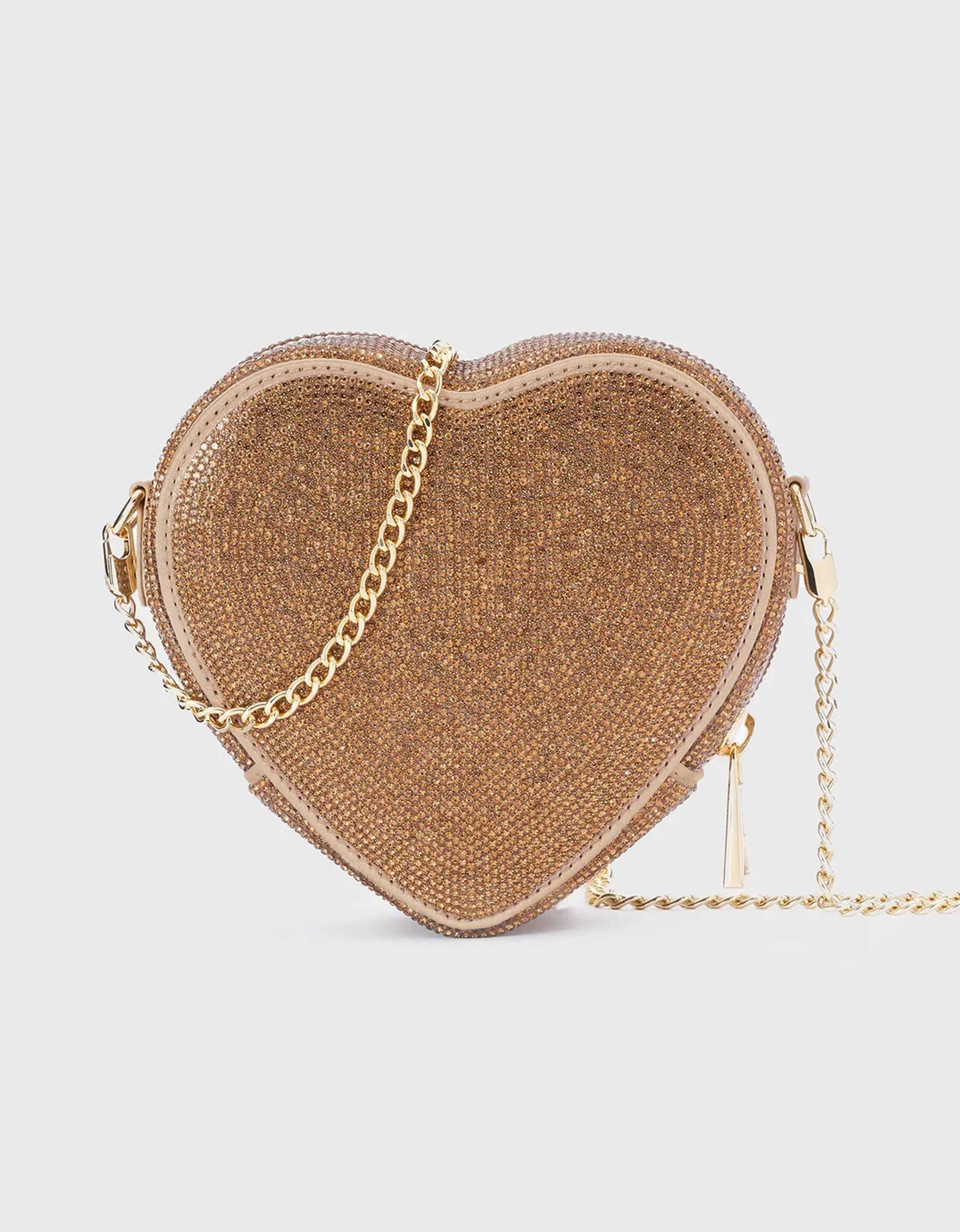 WEAT - HEART BAG CRYSTAL GLITZERSTEINE GOLD BRAUN