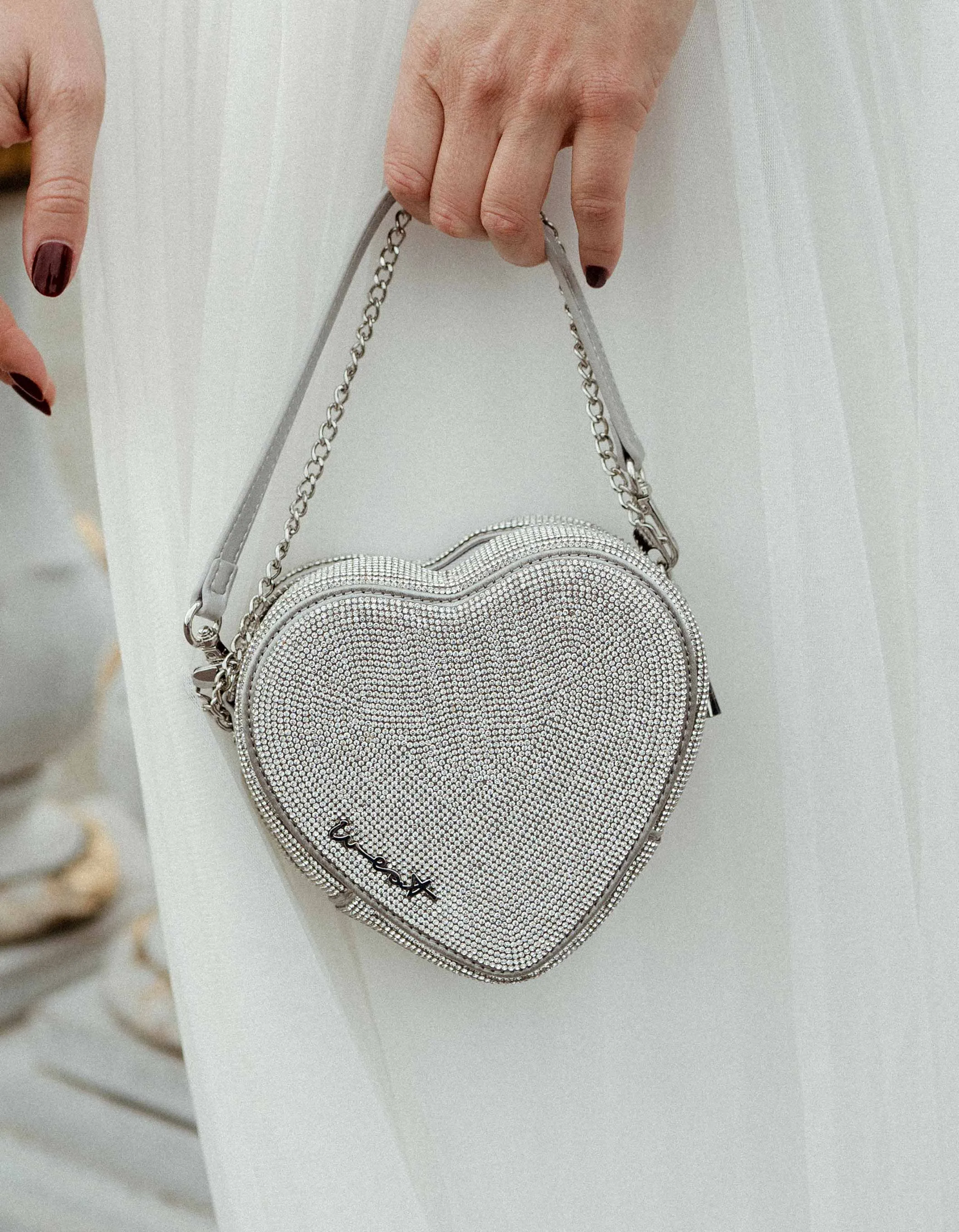 WEAT - HEART BAG CRYSTAL GLITZERSTEINE SILBER