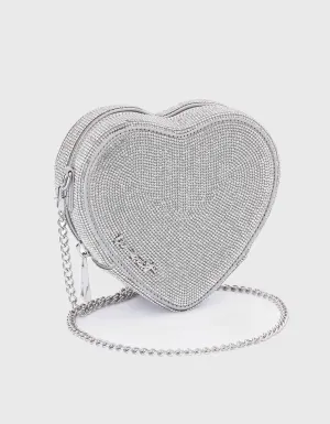 WEAT - HEART BAG CRYSTAL GLITZERSTEINE SILBER