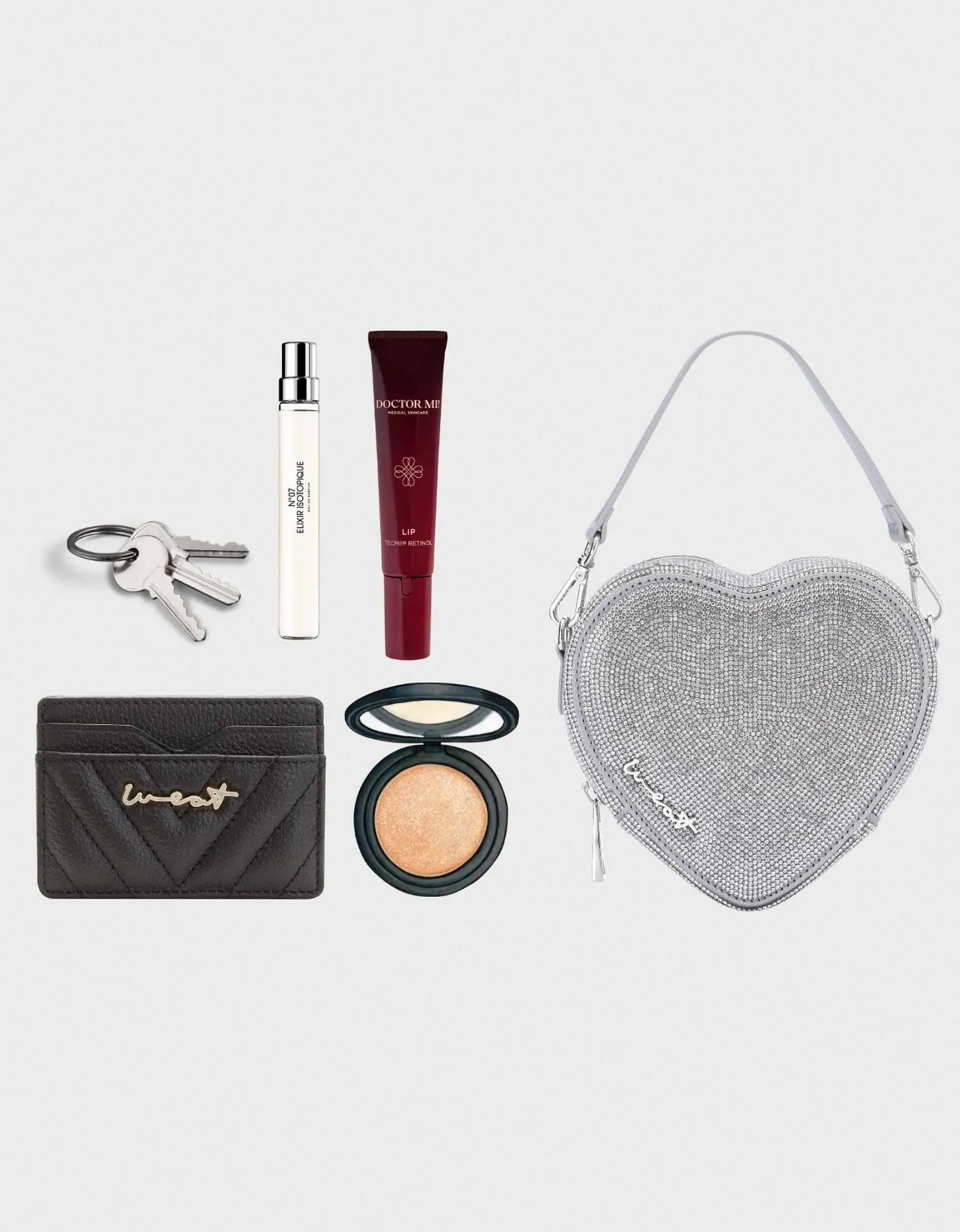 WEAT - HEART BAG CRYSTAL GLITZERSTEINE SILBER