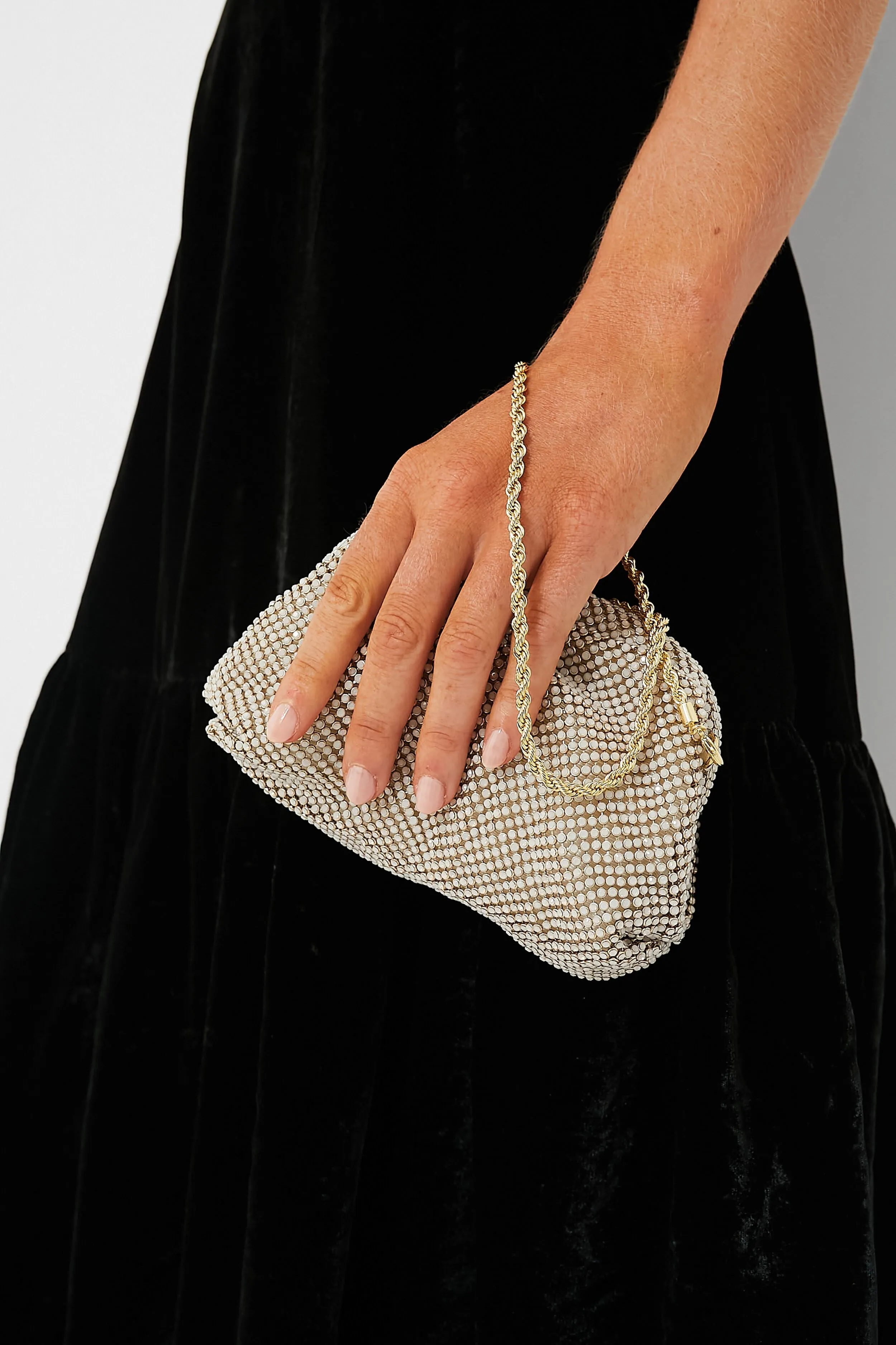 White Opal Diamante Doris Micro Clutch