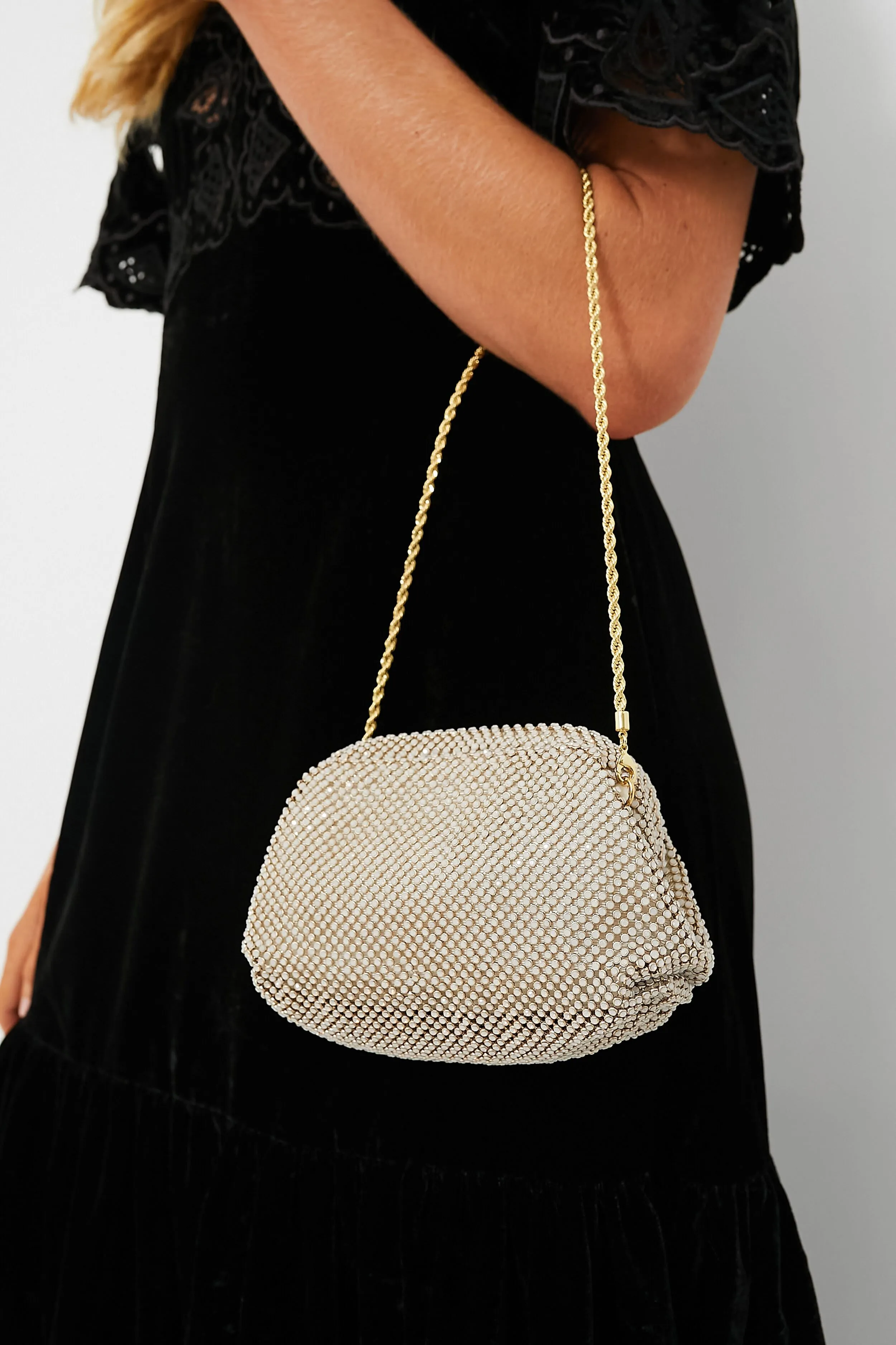 White Opal Diamante Doris Micro Clutch