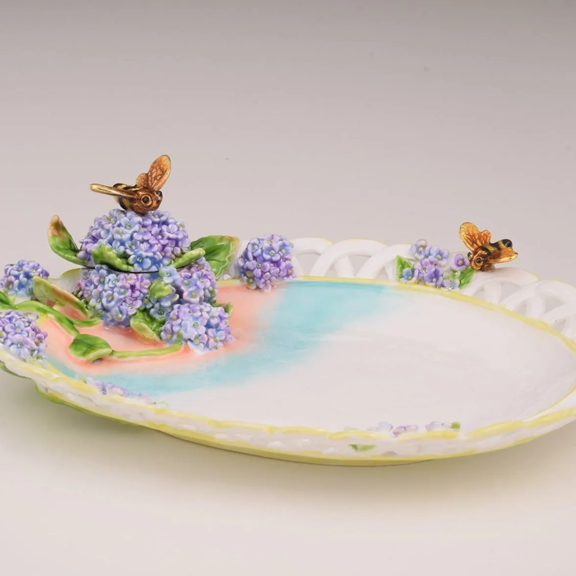 White Plate Decorated Trinket Box