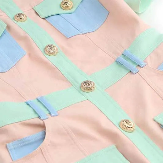 Women Short Sleeves Slim Fit Colorblock Patchwork Dress Mini Fashion Dresses