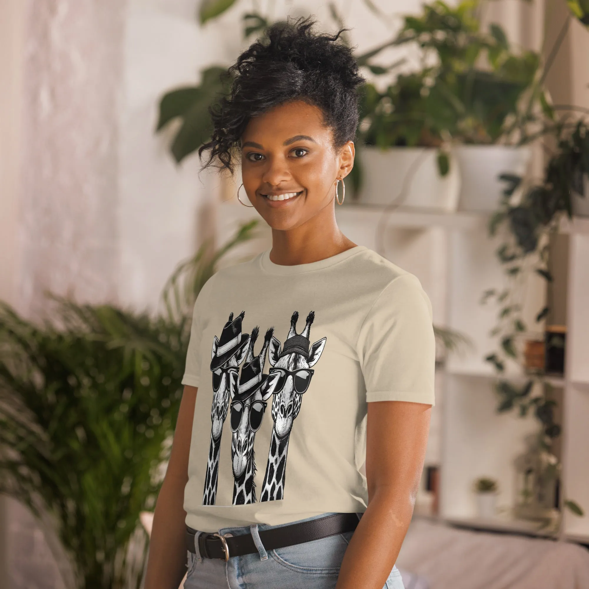 Womens Graphic short sleeve T-Shirt-Stylish Giraffes