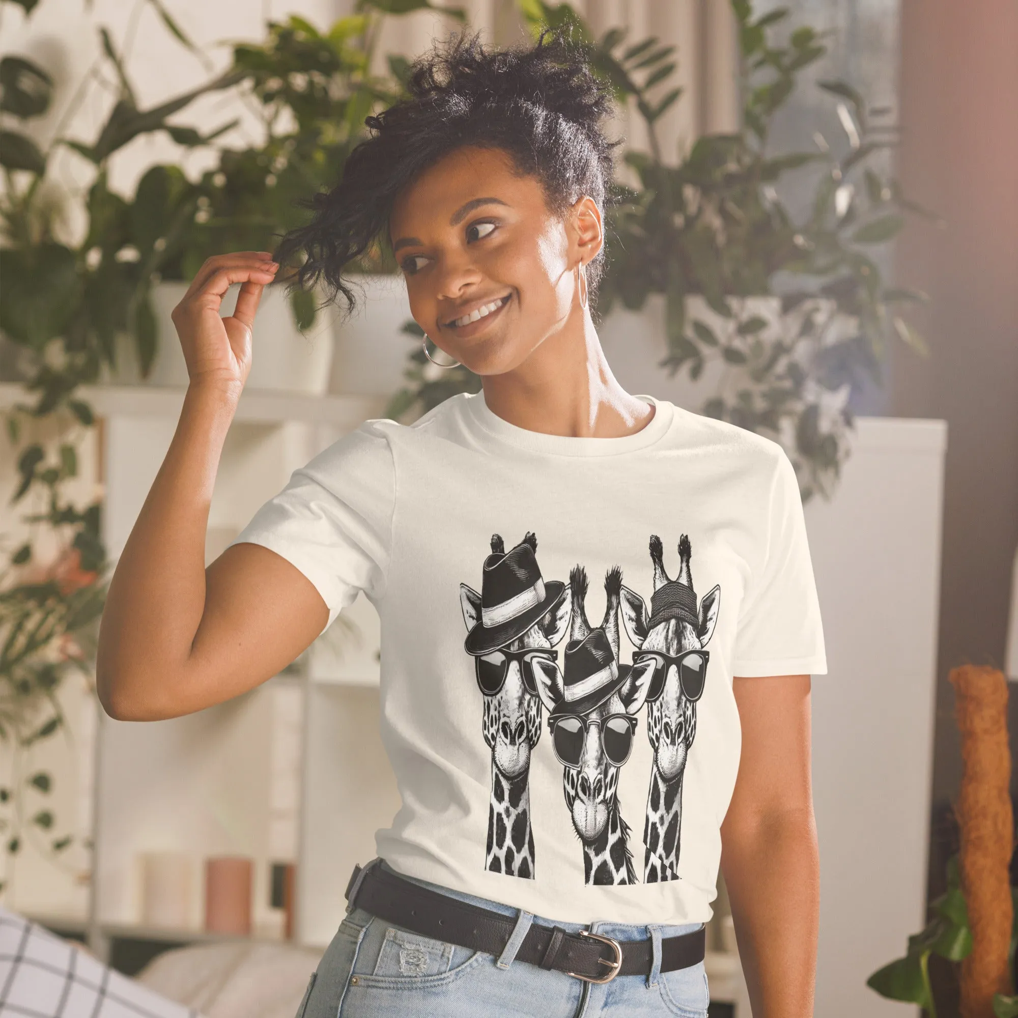Womens Graphic short sleeve T-Shirt-Stylish Giraffes