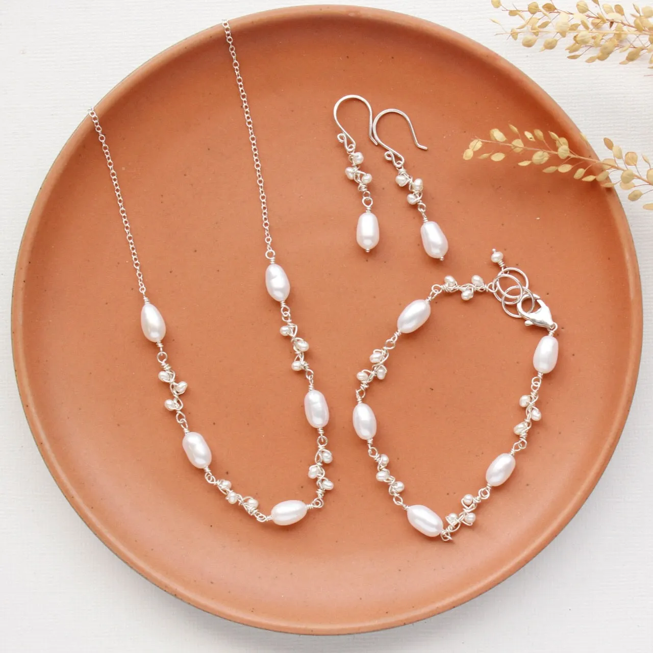 Wrapped Pearl Bud Vine Earrings