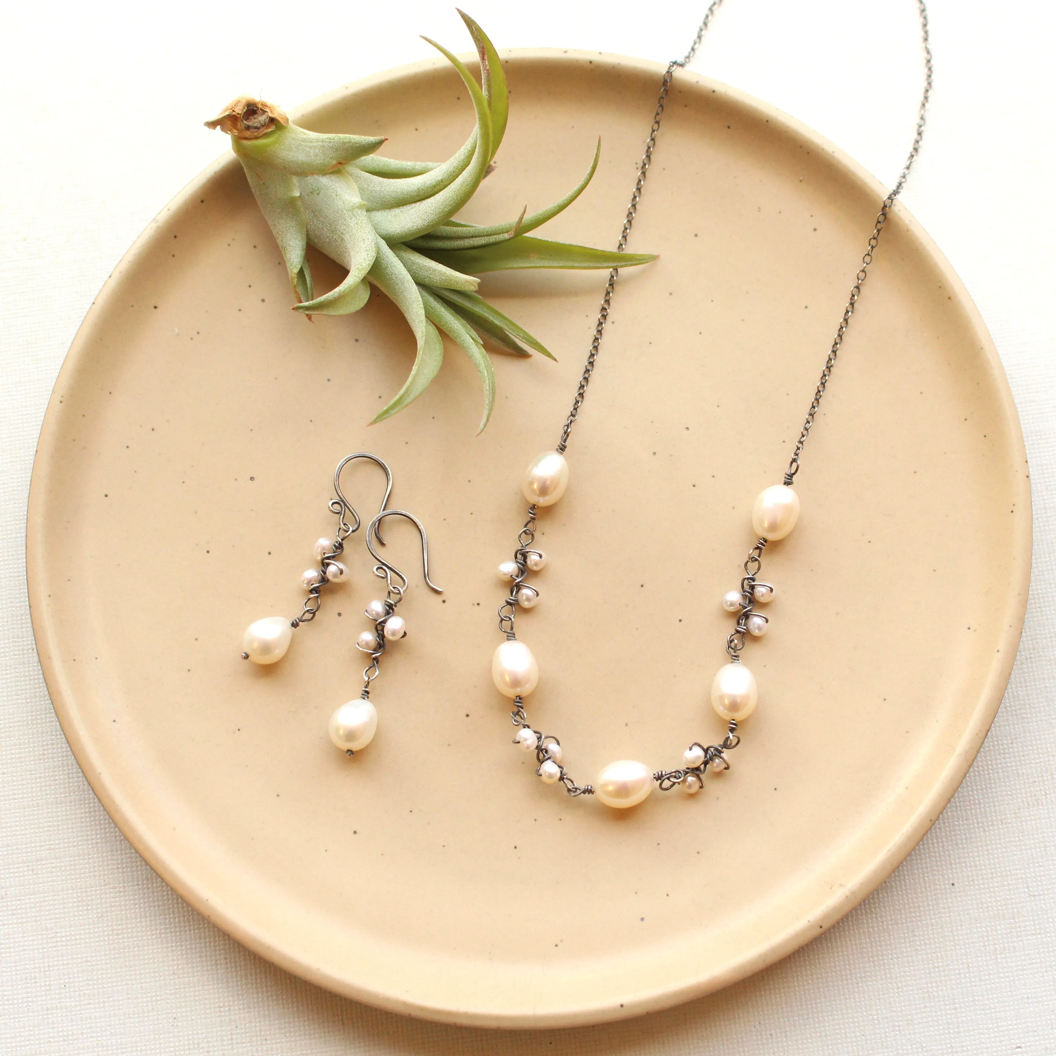 Wrapped Pearl Bud Vine Earrings
